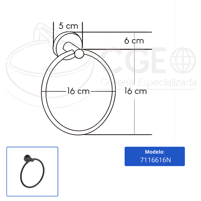 TOALLERO XM 7116616N ARO NEGRO ACERO INOXIDABLE - 3