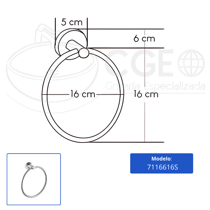 TOALLERO XM 7116616S ARO SATINADO ACERO INOXIDABLE - 3