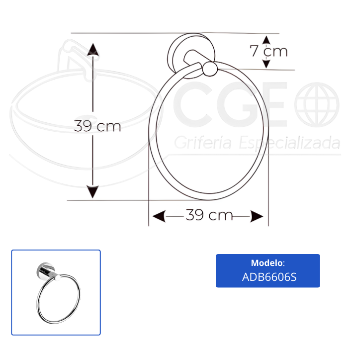 TOALLERO XM ADB6606S ARGOLLA CROMADO ACERO INOXIDABLE - 3