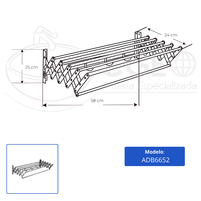 PARRILLA XM ADB6652 TOALLERO BAÑO CROMADO - 4