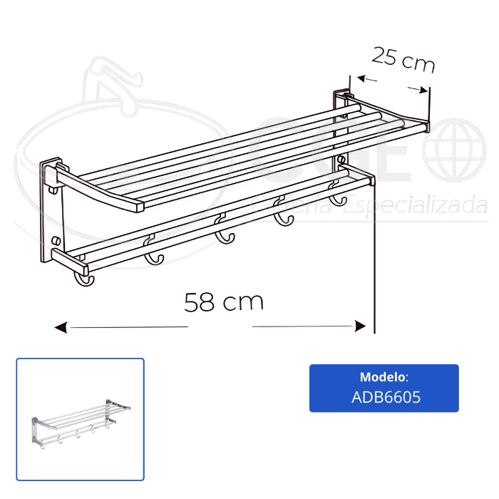 PARRILLA XM ADB6605 TOALLERO BAÑO MATE ALUMINIO - 3