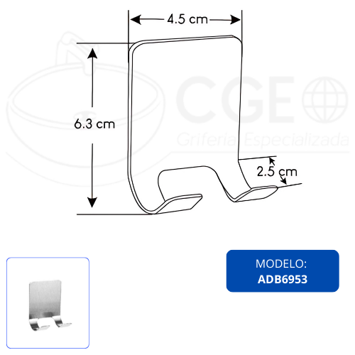 PERCHERO DE ACERO INOXIDABLE SATINADO ADB6953 - 3