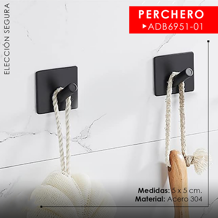 PERCHERO ADHESIVO NEGRO ADB6951-01 - 2