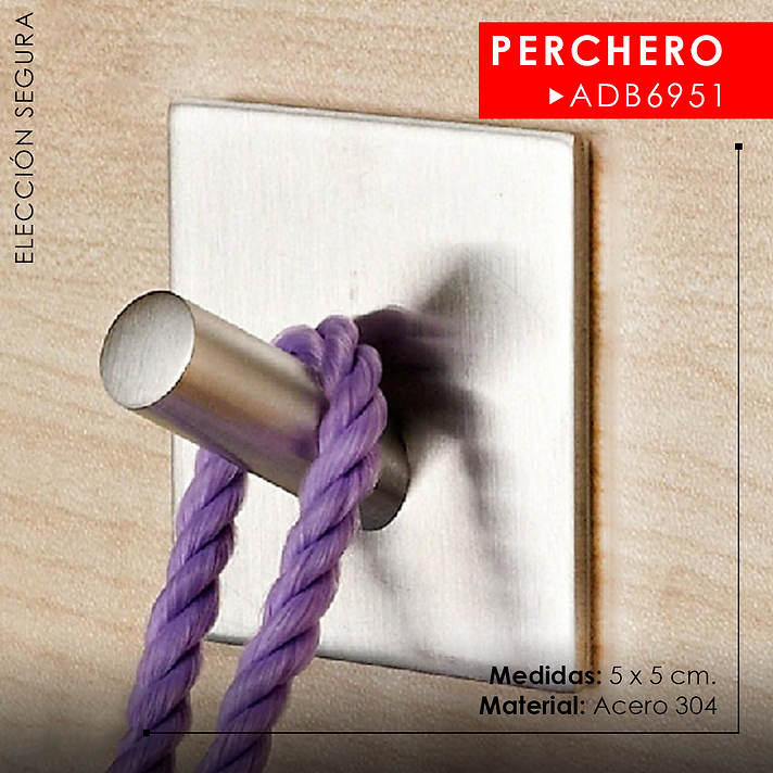 PERCHERO ADHESIVO SATINADO ADB6951 - 2