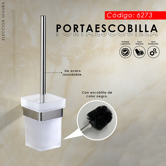 PORTAESCOBILLA DE ACERO CON VIDRIO 6273 - 2