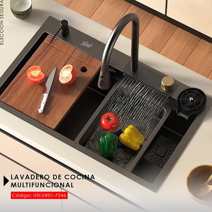 LAVADERO DE COCINA MULTIFUNCIONAL NEGRO USLUX01-7546 - 2