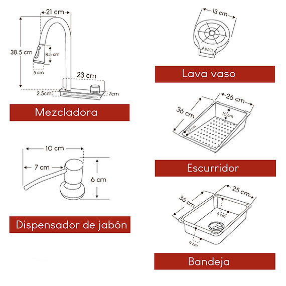 LAVADERO DE COCINA MULTIFUNCIONAL NEGRO USLUX01-7546 - 5