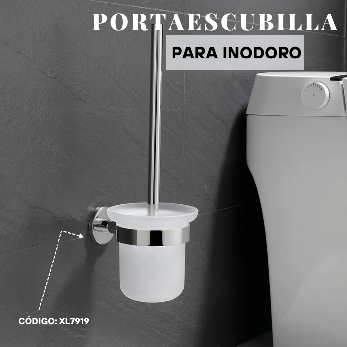 PORTAESCOBILLA DE ACERO CON VIDRIO CROMADO XL7919 - 2