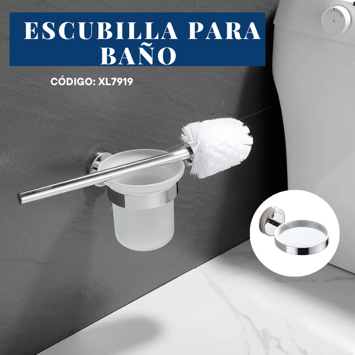 PORTAESCOBILLA DE ACERO CON VIDRIO CROMADO XL7919 - 4