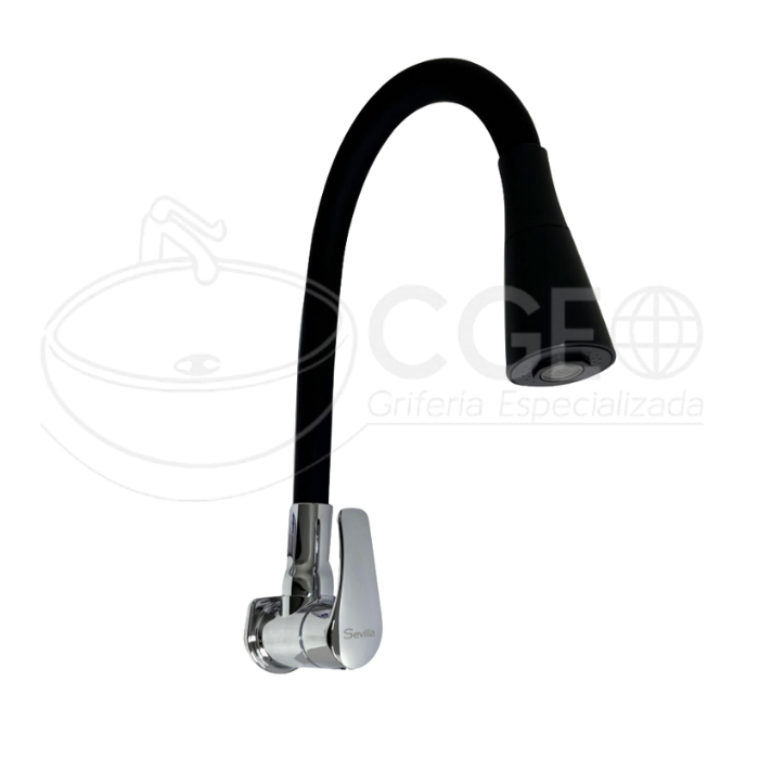 LLAVE DE COCINA PICO FLEXIBLE A LA PARED NEGRO 5305FX-BK - 1