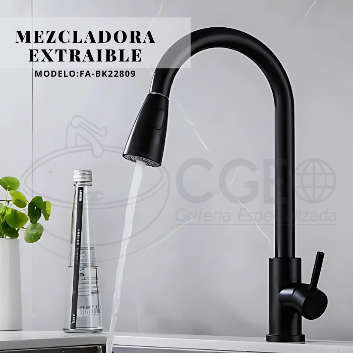 MEZCLADORA DE COCINA EXTRAIBLE NEGRO FA-BK22809 - 2