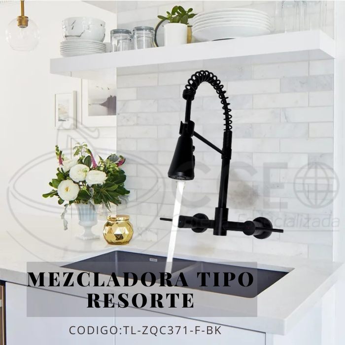 MEZCLADORA DE COCINA TIPO RESORTE NEGRO MATE TL-ZQC371-F-BK - 2