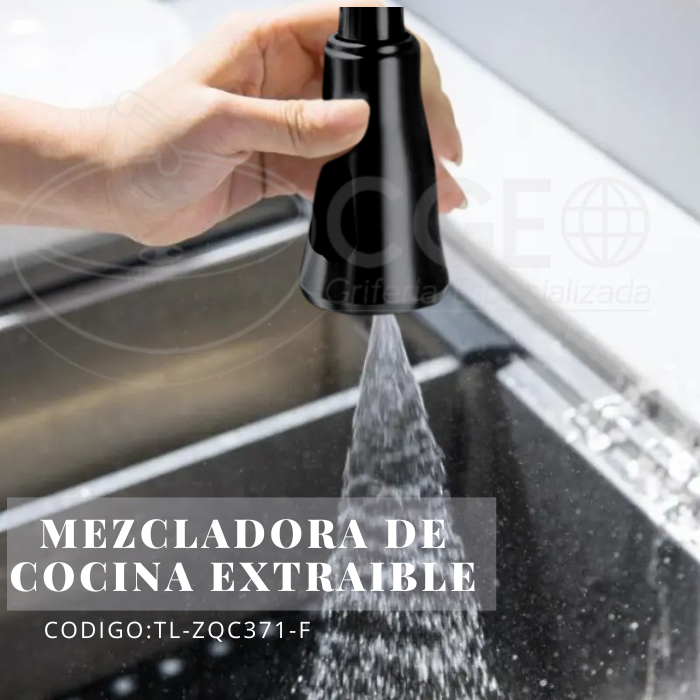 MEZCLADORA DE COCINA TIPO RESORTE NEGRO MATE TL-ZQC371-F-BK - 3