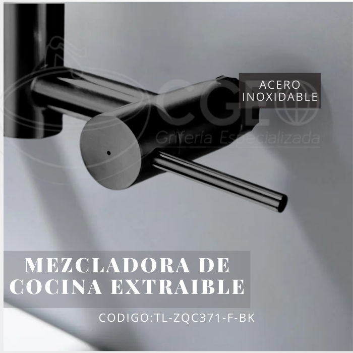 MEZCLADORA DE COCINA TIPO RESORTE NEGRO MATE TL-ZQC371-F-BK - 4