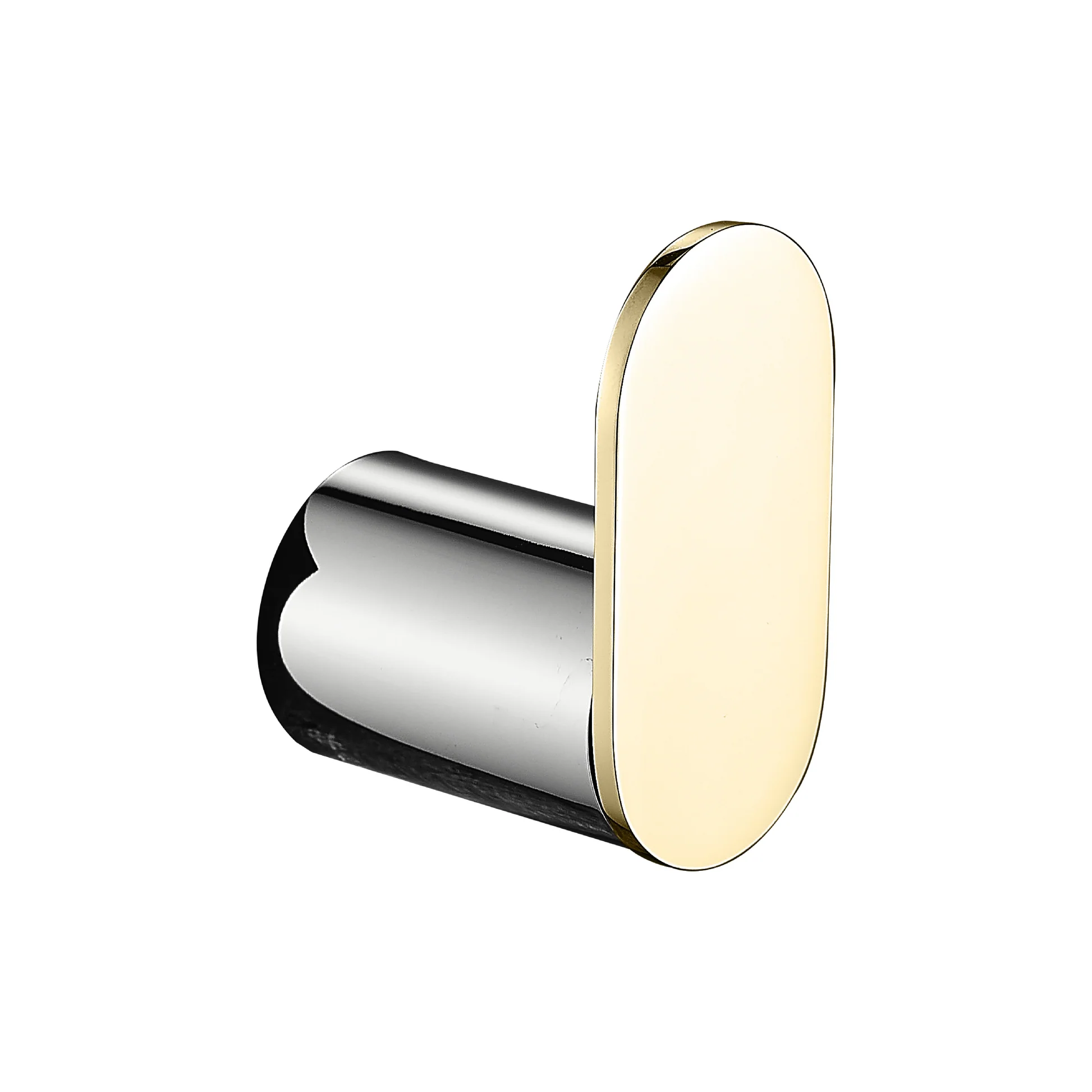PERCHERO PARA BAÑO EN ACERO BASE REDONDA MINIMALISTA CROMADO CON DORADO F9200-3 - 1