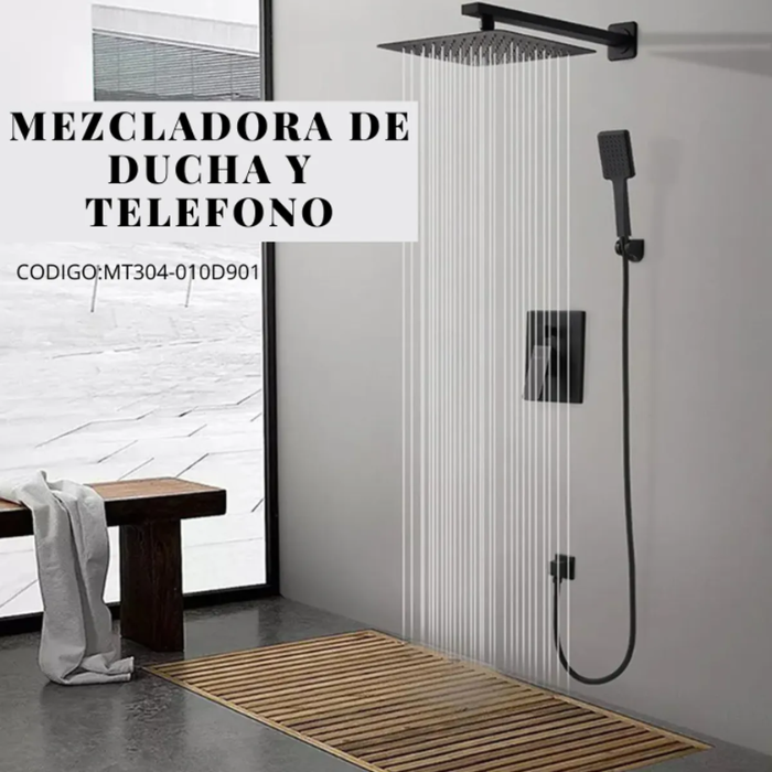 MEZCLADORA DE DUCHA Y TELEFONO CUADRADO NEGRO MT304-010D901 - 3