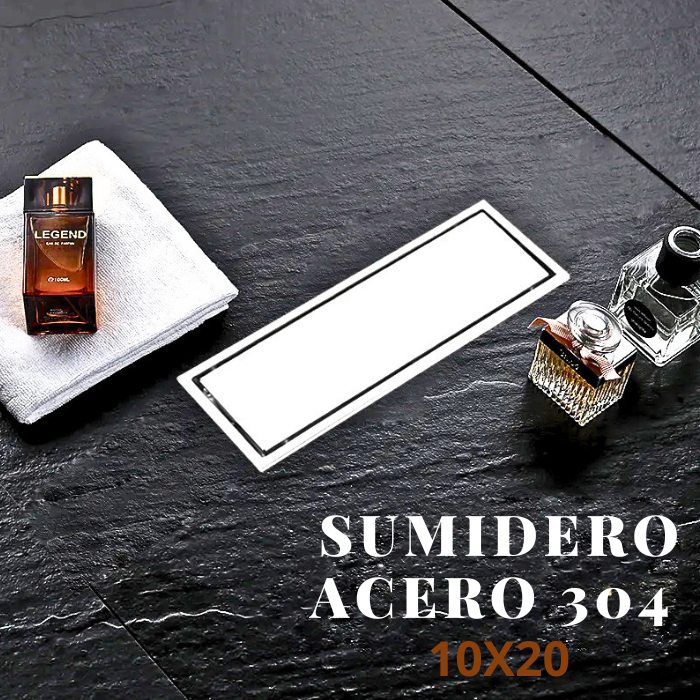 SUMIDERO REVERSIBLE 10X20 CM DE ACERO 304 SATINADO - 2