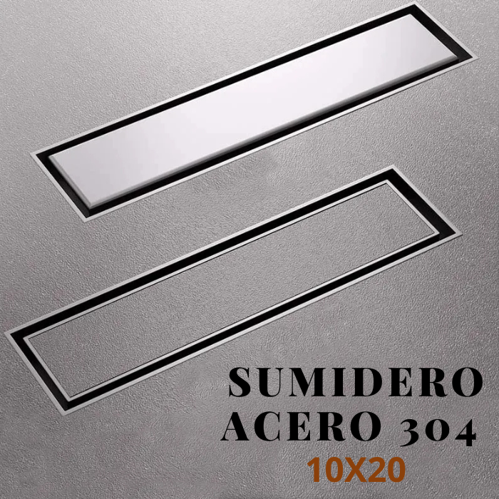 SUMIDERO REVERSIBLE 10X20 CM DE ACERO 304 SATINADO - 3