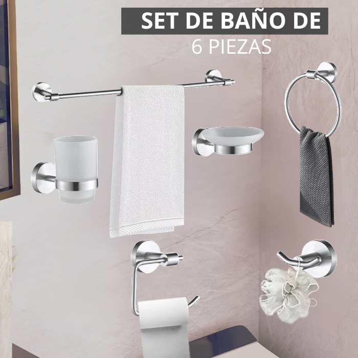 SETS DE BAÑO DE 6 PIEZAS SATINADO REDONDO 72200 - 2