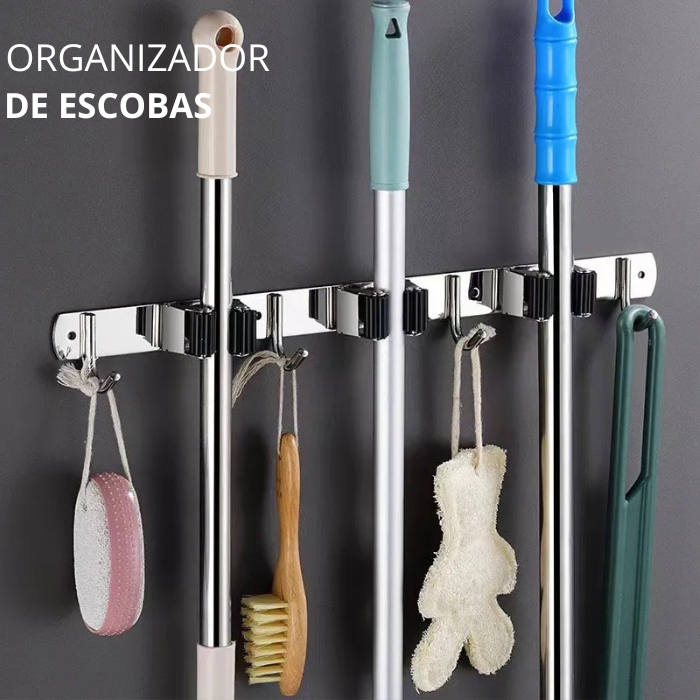 SOPORTE Y ORGANIZADOR DE ESCOBAS ACERO CROMADO ADB6970 - 2