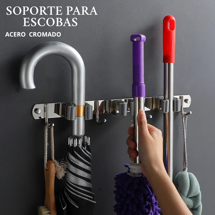 SOPORTE Y ORGANIZADOR DE ESCOBAS ACERO CROMADO ADB6970 - 3