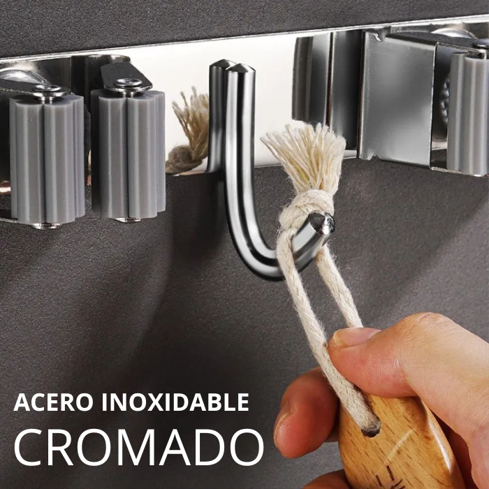 SOPORTE Y ORGANIZADOR DE ESCOBAS ACERO CROMADO ADB6970 - 4