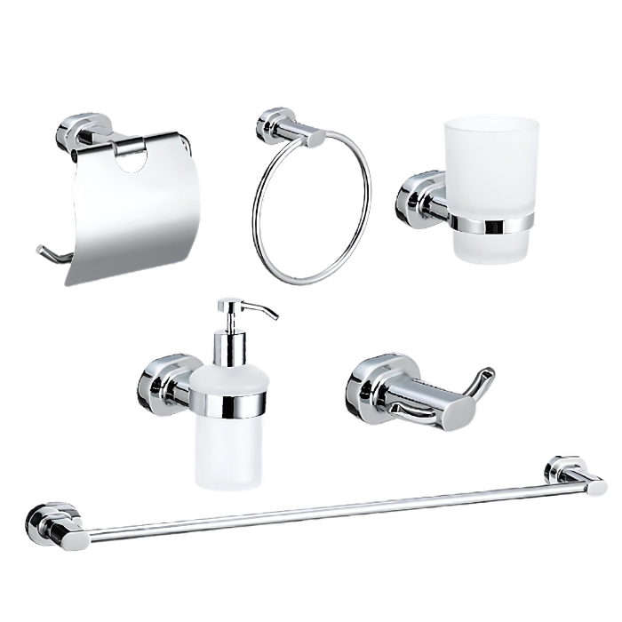 SETS DE BAÑO 6 PIEZAS OVALADO CROMADO 10900 - 1