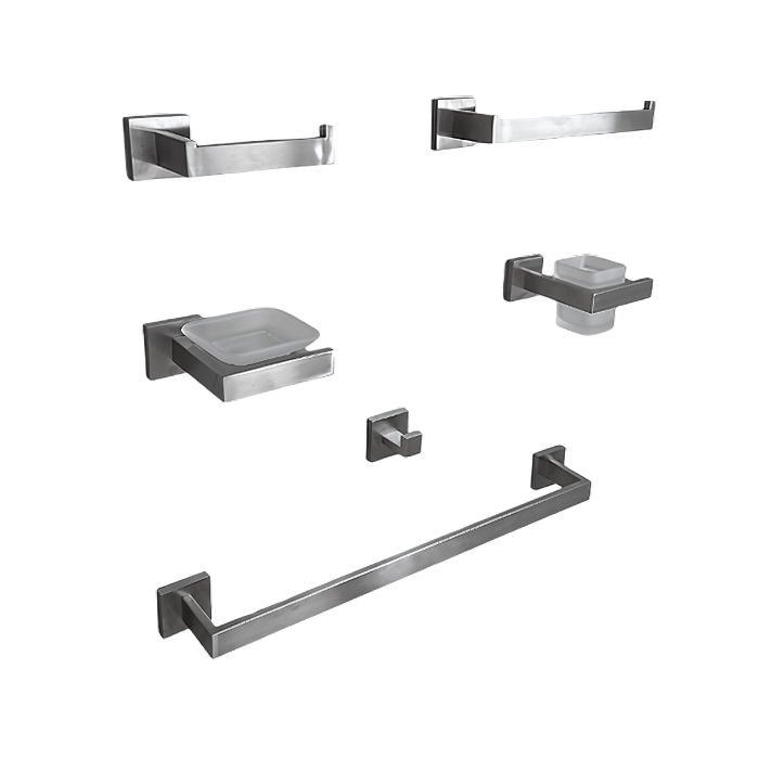 SETS DE BAÑO DE 6 PIEZAS CROMADO CUADRADO 97700 - 1