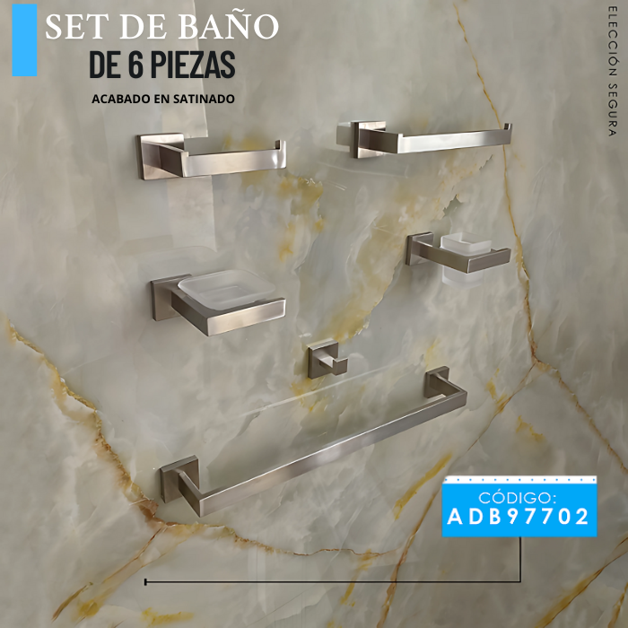 SETS DE BAÑO DE 6 PIEZAS CROMADO CUADRADO 97700 - 2