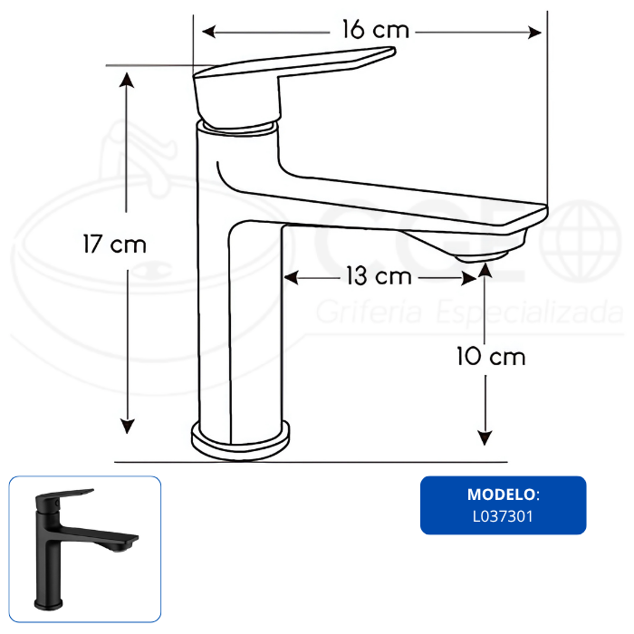 LLAVE PARA LAVATORIO MEDIANO GRIS L037303 - 7