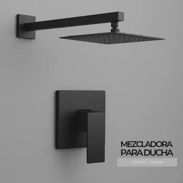 MEZCLADORA DE DUCHA DOHA NEGRO CUADRADA SEVILLA F3206B - 2