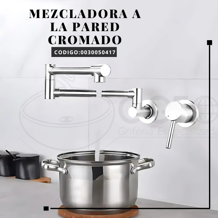 MEZCLADORA DE COCINA GIRATORIO 360 GRADOS A LA PARED CROMADO - 2
