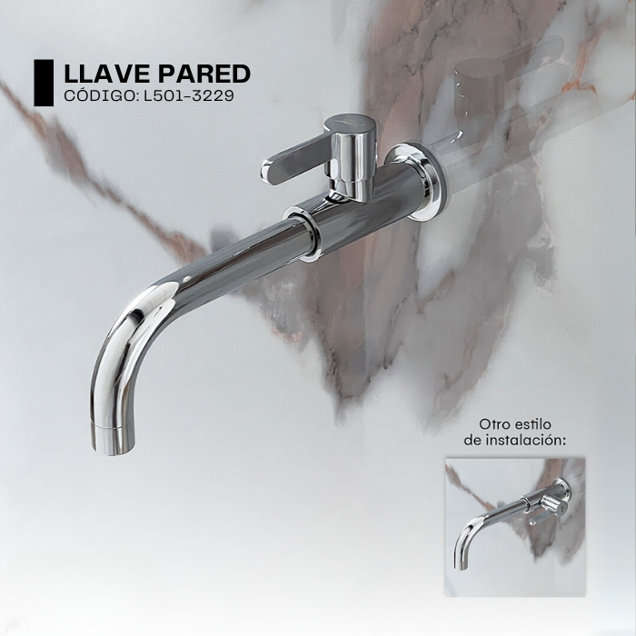 LLAVE PARA LAVATORIO PARED CROMADO L501-3229 - 2