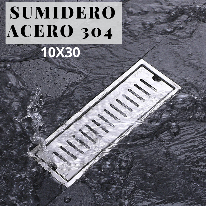 SUMIDERO 10X30 CM ACERO 304 SATINADO - 2