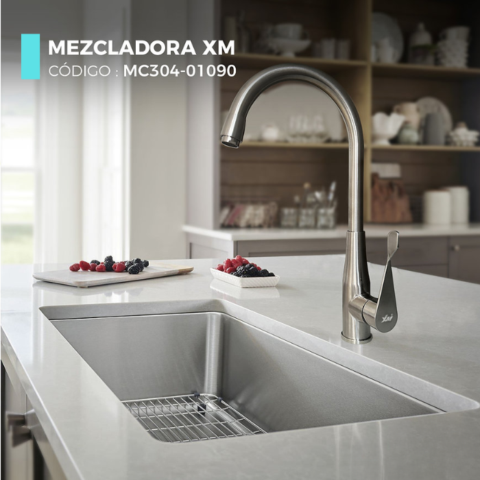MEZCLADORA MONOCOMANDO PARA COCINA SATINADO MC304-01090 - 2