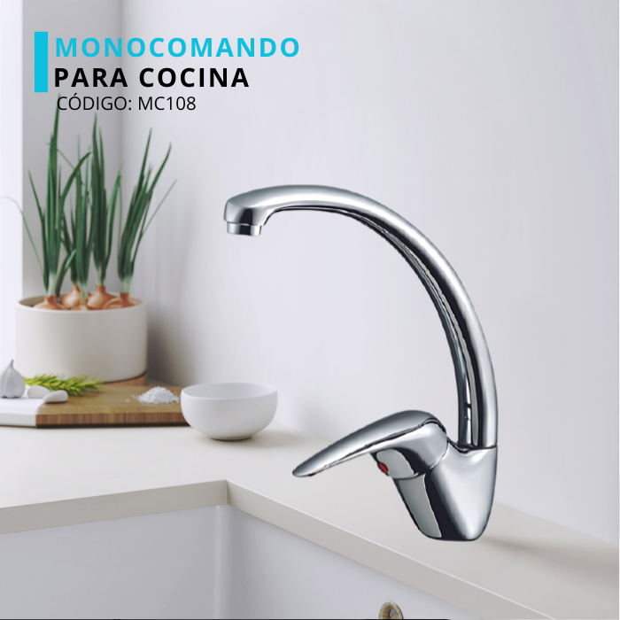 MEZCLADORA MONOCOMANDO PARA COCINA CROMADO MC108 - 2