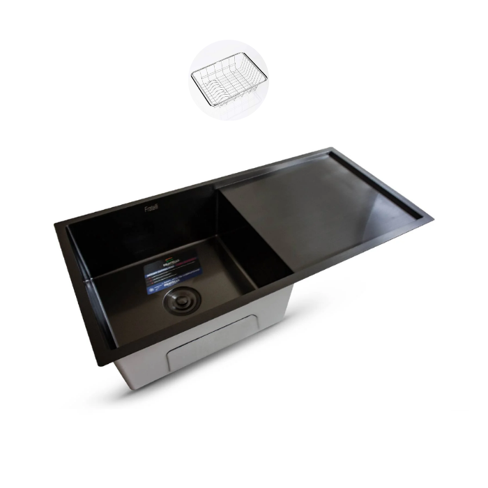LAVADERO DE COCINA ACERO CON ESCURRIDERO NEGRO INF-10050 SBD - 1