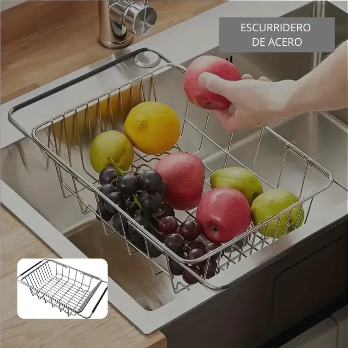 LAVADERO DE COCINA ACERO CON ESCURRIDERO NEGRO INF-10050 SBD - 2