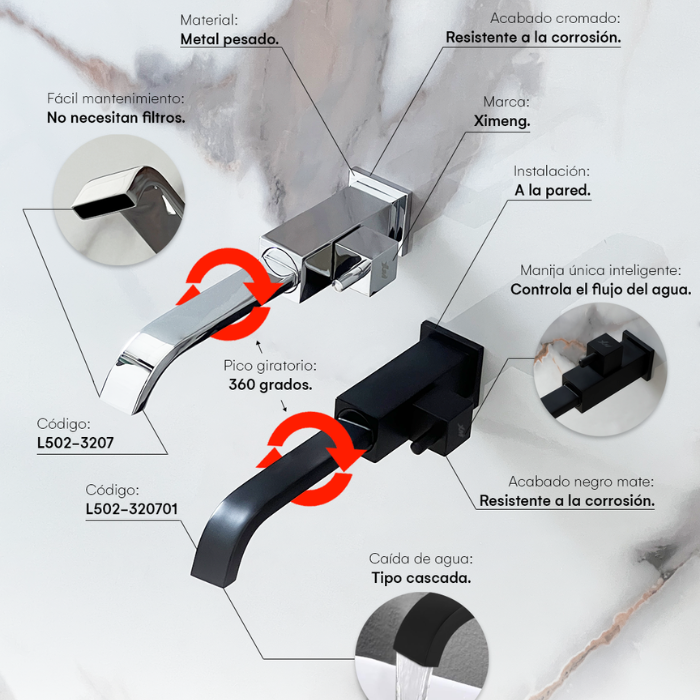 LLAVE PARA LAVATORIO PARED NEGRO L502-320701 - 4