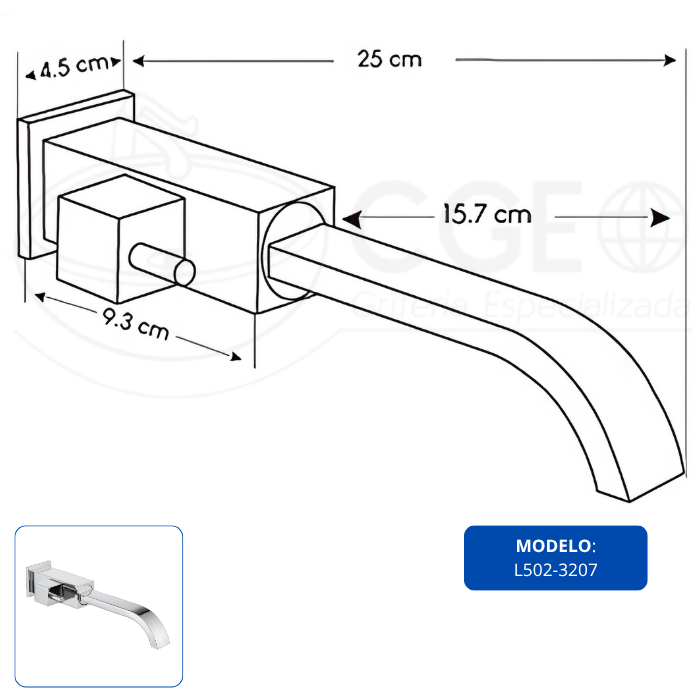LLAVE PARA LAVATORIO PARED NEGRO L502-320701 - 5