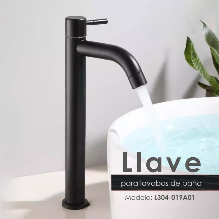 LLAVE PARA LAVATORIO ALTO LIVIANO NEGRO L304-019A01 - 3