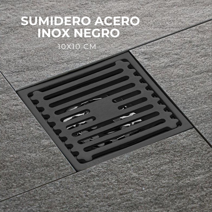 SUMIDERO DE ACERO CUADRADO 10X10 CM NEGRO - 2