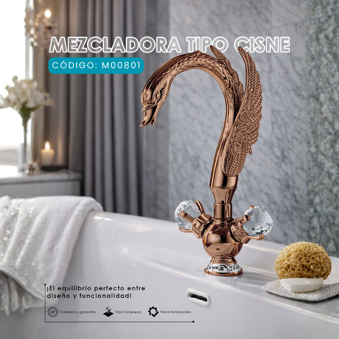MEZCLADORA PARA LAVATORIO AL MUEBLE TIPO CISNE ROSE M00805 - 2