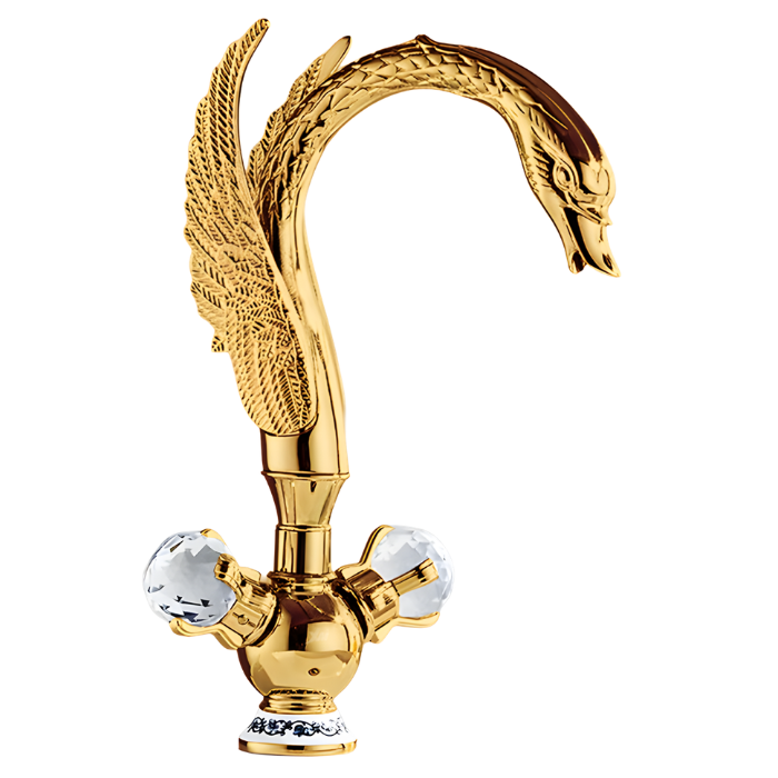 MEZCLADORA PARA LAVATORIO AL MUEBLE TIPO CISNE DORADO M00807 - 1