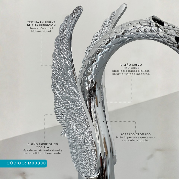 MEZCLADORA PARA LAVATORIO AL MUEBLE TIPO CISNE CROMADO M00800 - 4