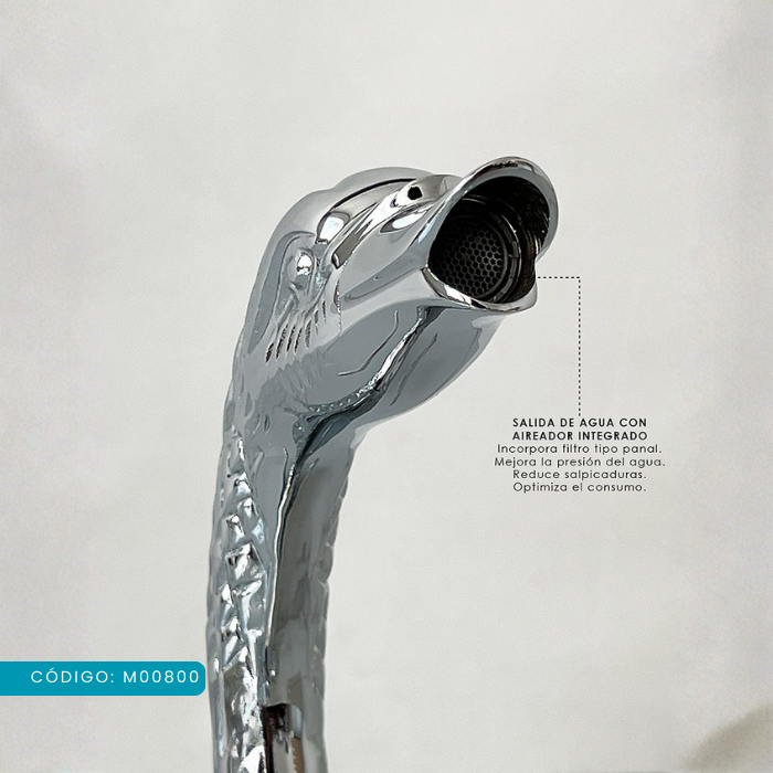 MEZCLADORA PARA LAVATORIO AL MUEBLE TIPO CISNE CROMADO M00800 - 5