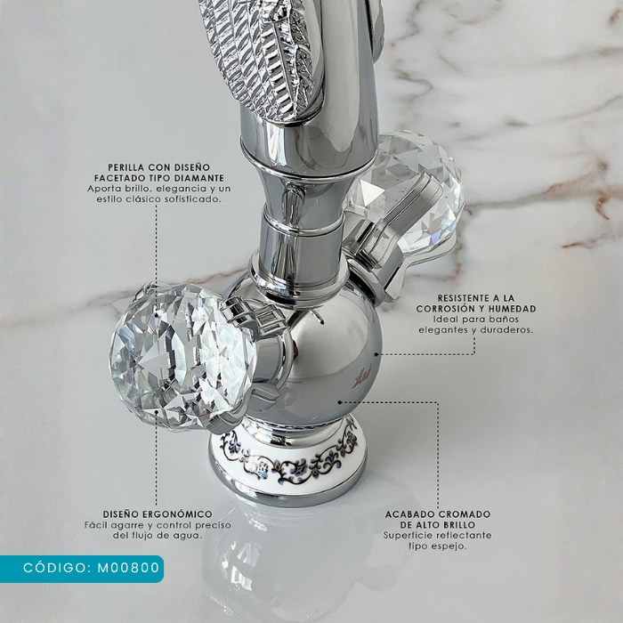 MEZCLADORA PARA LAVATORIO AL MUEBLE TIPO CISNE CROMADO M00800 - 6