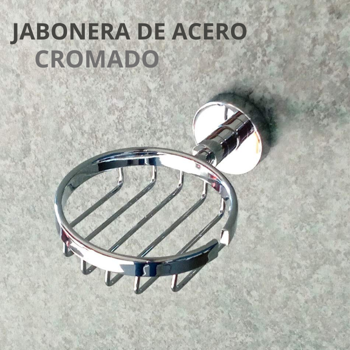 PORTA JABON PARA BAÑO CROMADO ROMA AQ7215 - 2