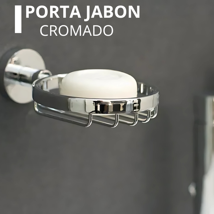 PORTA JABON PARA BAÑO CROMADO ROMA AQ7215 - 3