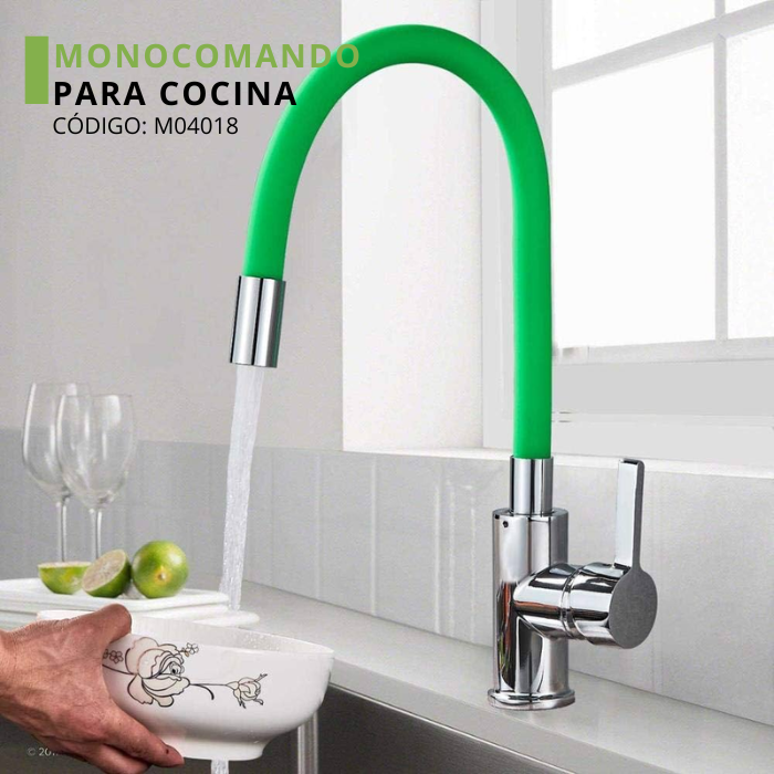MEZCLADORA MONOCOMANDO PARA COCINA PICO FLEXIBLE VERDE M04018 - 2